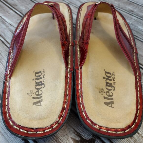 Alegria | Sangria Red Patent Leather Sandals #POR-124 Women's 40 / US 9.5-10 - Picture 5 of 9